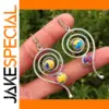Vintage Silver Drop Earrings with Multicolored Globes