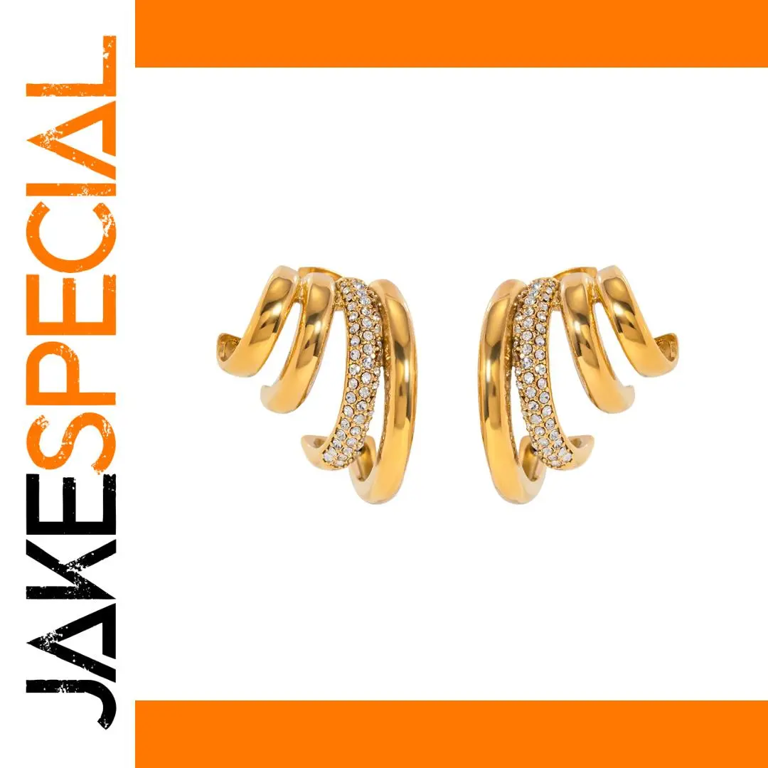 Gold-Tone Stainless Steel Geometric Earrings 1 Gold-Tone Stainless Steel Geometric Earrings