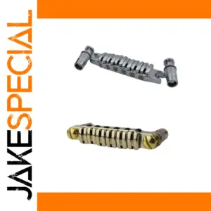 Chrome and Gold 6-String Guitar Bridge Set