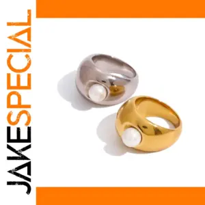 Stainless Steel Pearl Ring Set for Women