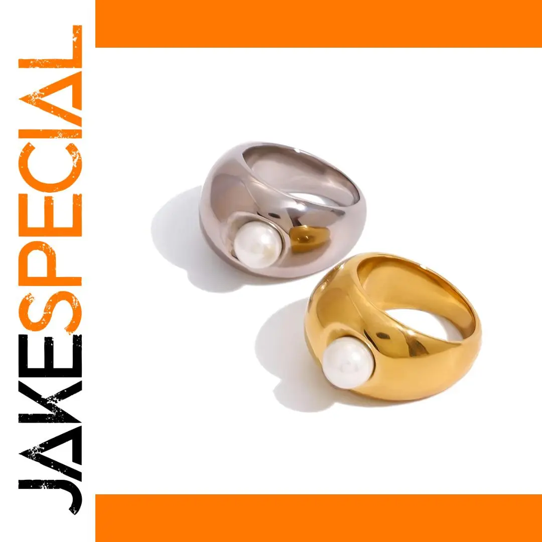 Stainless Steel Pearl Ring Set for Women 1 Stainless Steel Pearl Ring Set for Women