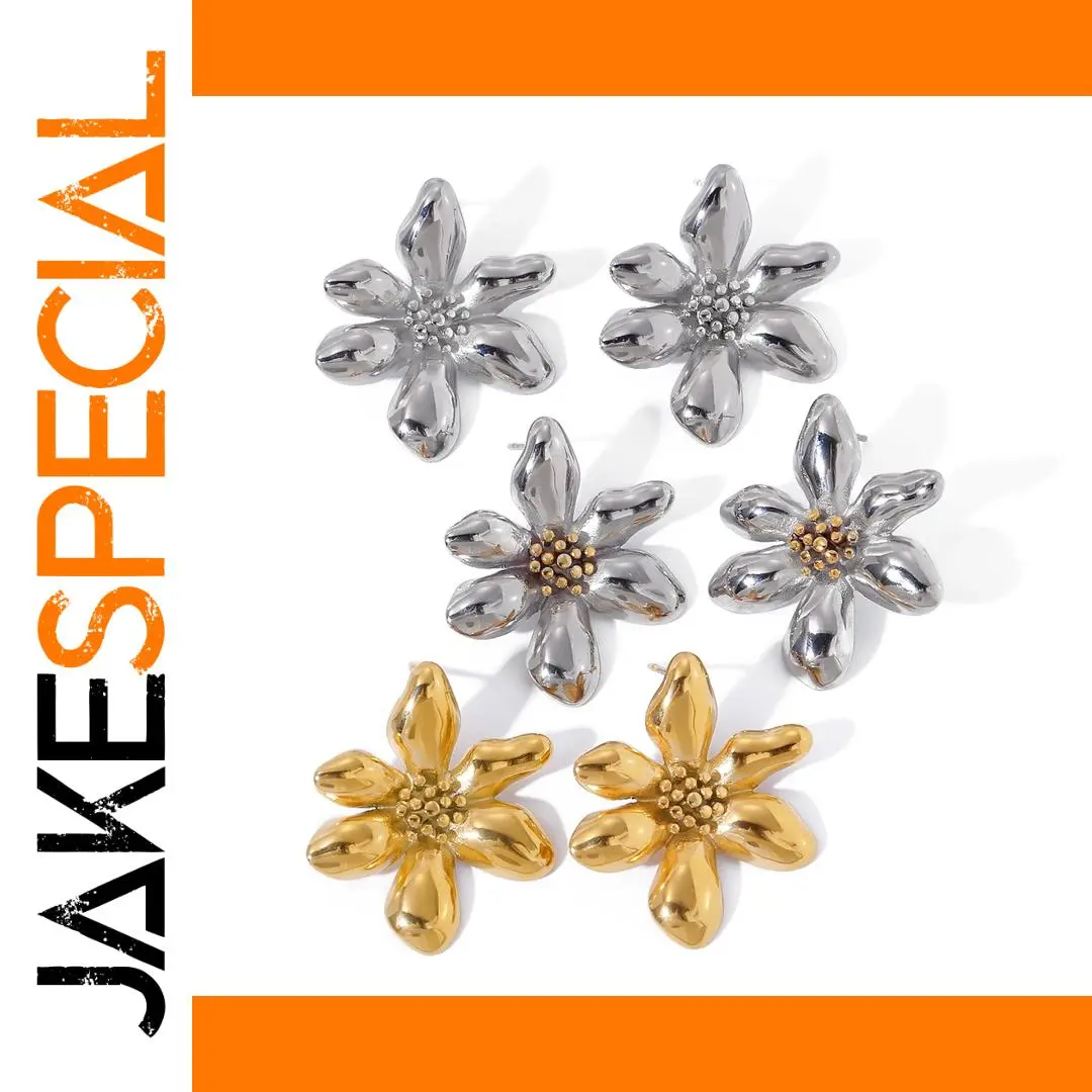 Stainless Steel Floral Earrings JDE2403064 1 Stainless Steel Floral Earrings JDE2403064
