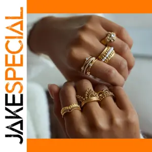 Vintage Stainless Steel Gold Ring with Pearl Accents