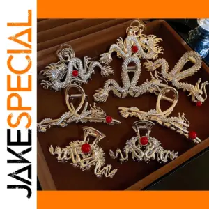 Chinese Zodiac Dragon Hair Clip in Gold Tone