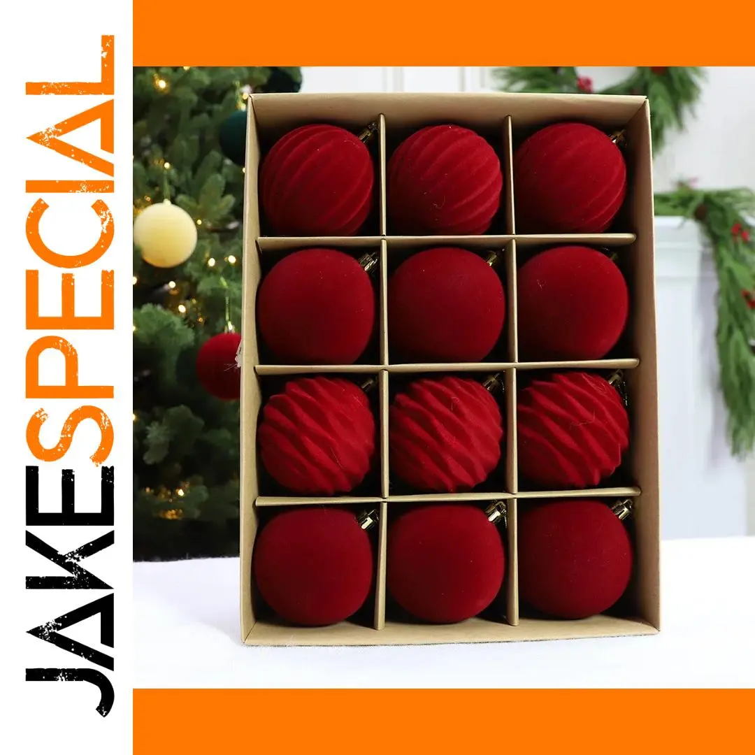 Velvet Red Christmas Ornaments Set of 12 1 Velvet Red Christmas Ornaments Set of 12