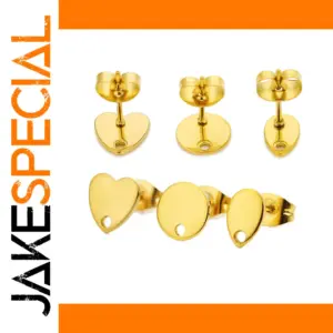 Gold Stainless Steel Heart Earring Bases (10 Pack)