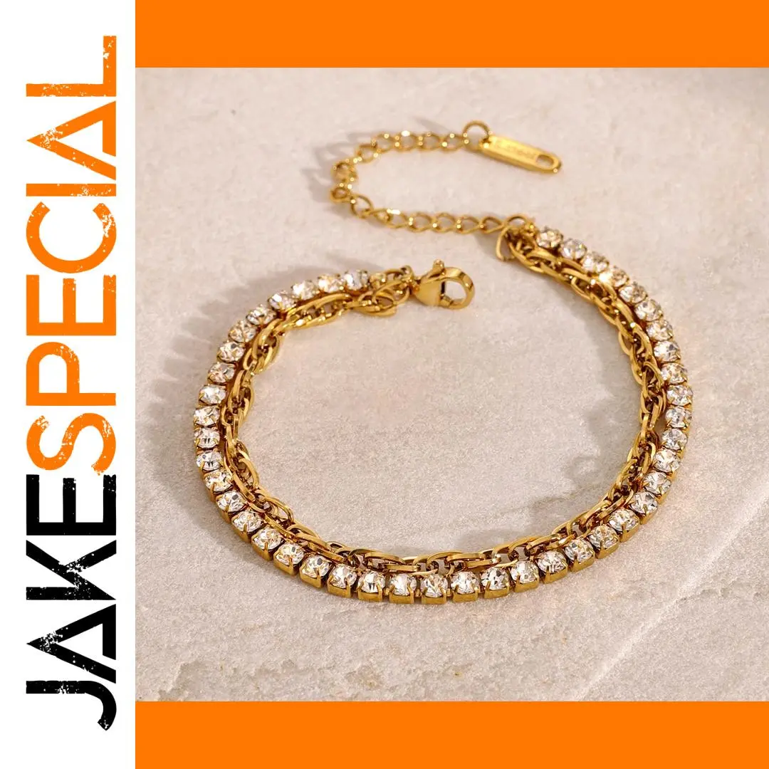 Stainless Steel Gold PVD Layered Bracelet 1 Stainless Steel Gold PVD Layered Bracelet