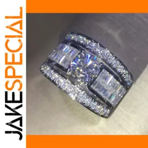 Silver Women's Cocktail Ring with Zircon Stones