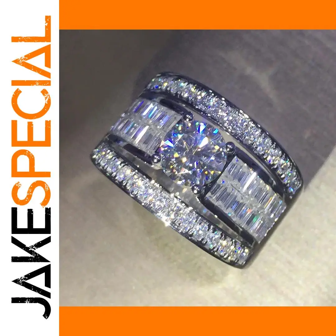 Silver Women's Cocktail Ring with Zircon Stones 1 Silver Women's Cocktail Ring with Zircon Stones