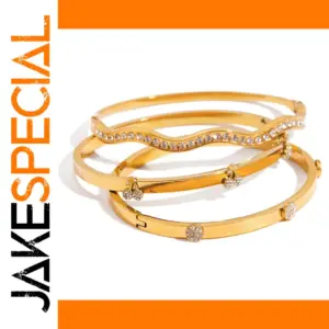 Elegant Stainless Steel Gold-Tone Bangle Set for Women