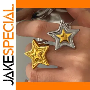 Two-Tone Stainless Steel Star Ring JDR0111020
