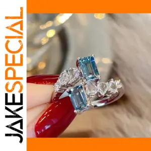 Elegant Blue and White Zircon Women's Ring