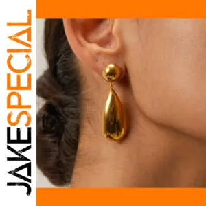Gold Stainless Steel Drop Earrings