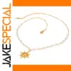 Sun Pendant Necklace with Pearls and Gold Finish