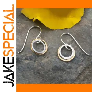 Vintage Geometric Drop Earrings with Dual-Tone Finish