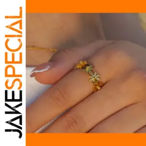 Summer Waterproof Daisy Flower Stainless Steel Ring