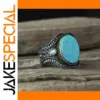 Vintage Blue Zircon Men’s Ring with Filigree