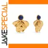 Elegant Stainless Steel Gold-Tone Earrings with Lapis