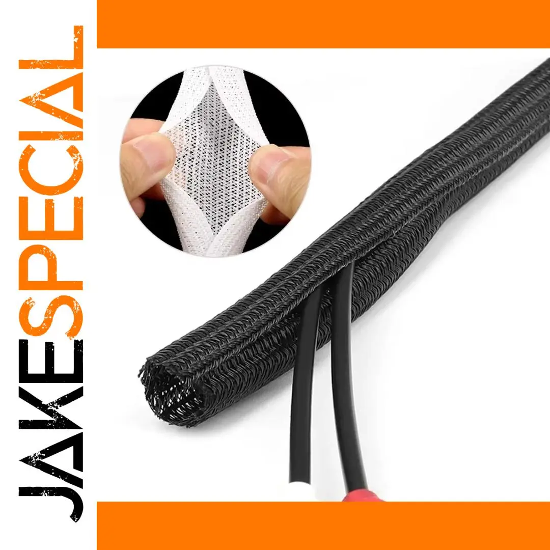 Black PET Nylon Braided Cable Sleeve 2m 1 Black PET Nylon Braided Cable Sleeve 2m