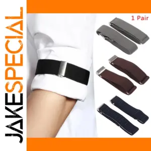 Men's Black Shirt Garter with Adjustable Buckle