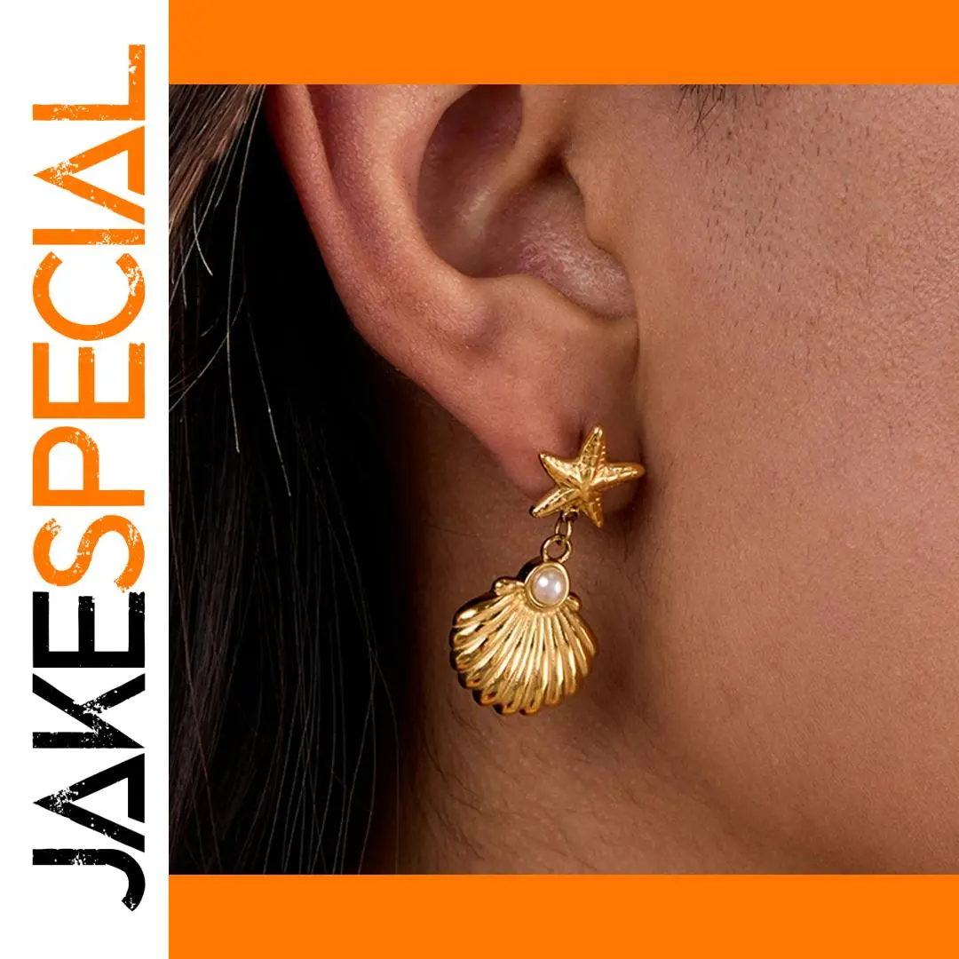 Ocean-Inspired Gold Stainless Steel Drop Earrings 1 Ocean-Inspired Gold Stainless Steel Drop Earrings