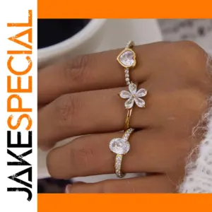 Stainless Steel Heart Zircon Ring for Women