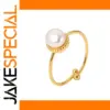 Stainless Steel Gold-Plated Pearl Ring