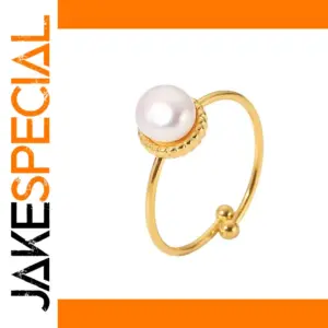 Stainless Steel Gold-Plated Pearl Ring