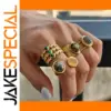 Vintage Gold Stainless Steel Turquoise Ring