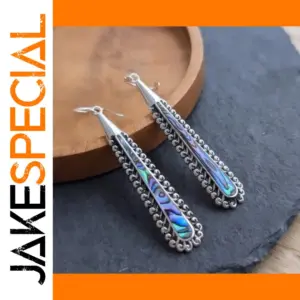 Vintage Silver Drop Earrings with Multicolour Inlay