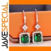 Vintage Green Zircon Earrings for Women