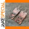 Vintage Copper Square Heart Drop Earrings for Women