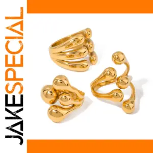 Gold Stainless Steel Open Ring for Women