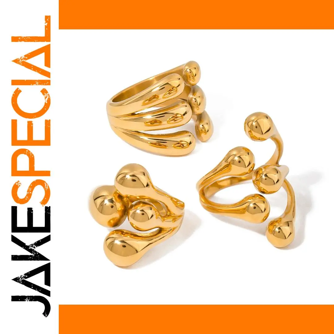 Gold Stainless Steel Open Ring for Women 1 Gold Stainless Steel Open Ring for Women