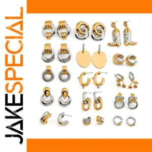 Two-Tone Stainless Steel Geometric Earrings