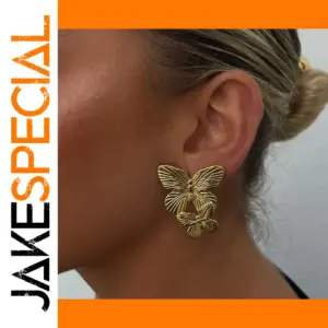 Stainless Steel Gold Butterfly Earrings