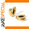 Heart-Shaped Gold Stainless Steel Hoop Earrings