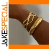 Gold Stainless Steel Wave Cuff Bracelet