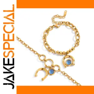 Elegant Gold-Tone Stainless Steel Jewelry Set