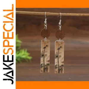 Vintage Leather Earrings with Asian Motifs