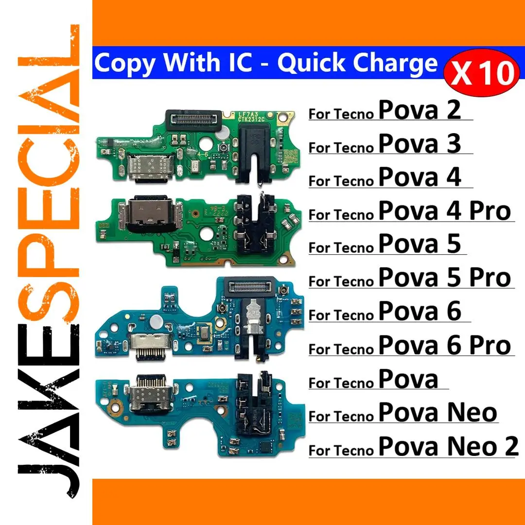 Set of 10 USB Charge Port Connectors for Tecno Pova 1 Set of 10 USB Charge Port Connectors for Tecno Pova