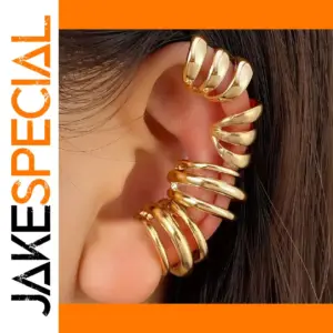 Stainless Steel Double Band Gold Ear Cuff Set