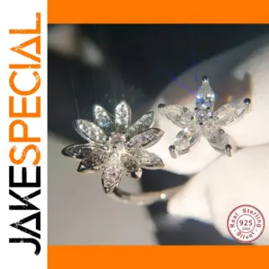 Sterling Silver Floral Ring with Cubic Zirconia