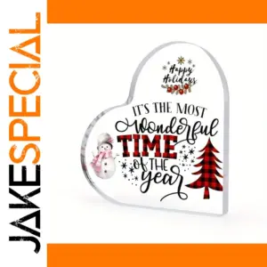 Heart-Shaped Acrylic Christmas Sign with Snowman