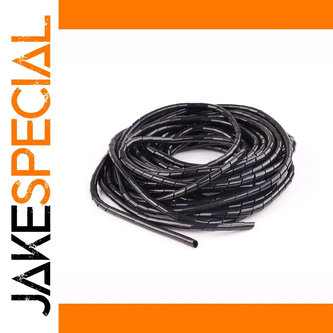 Black 10m Spiral Cable Wrap for Cables 1 Black 10m Spiral Cable Wrap for Cables