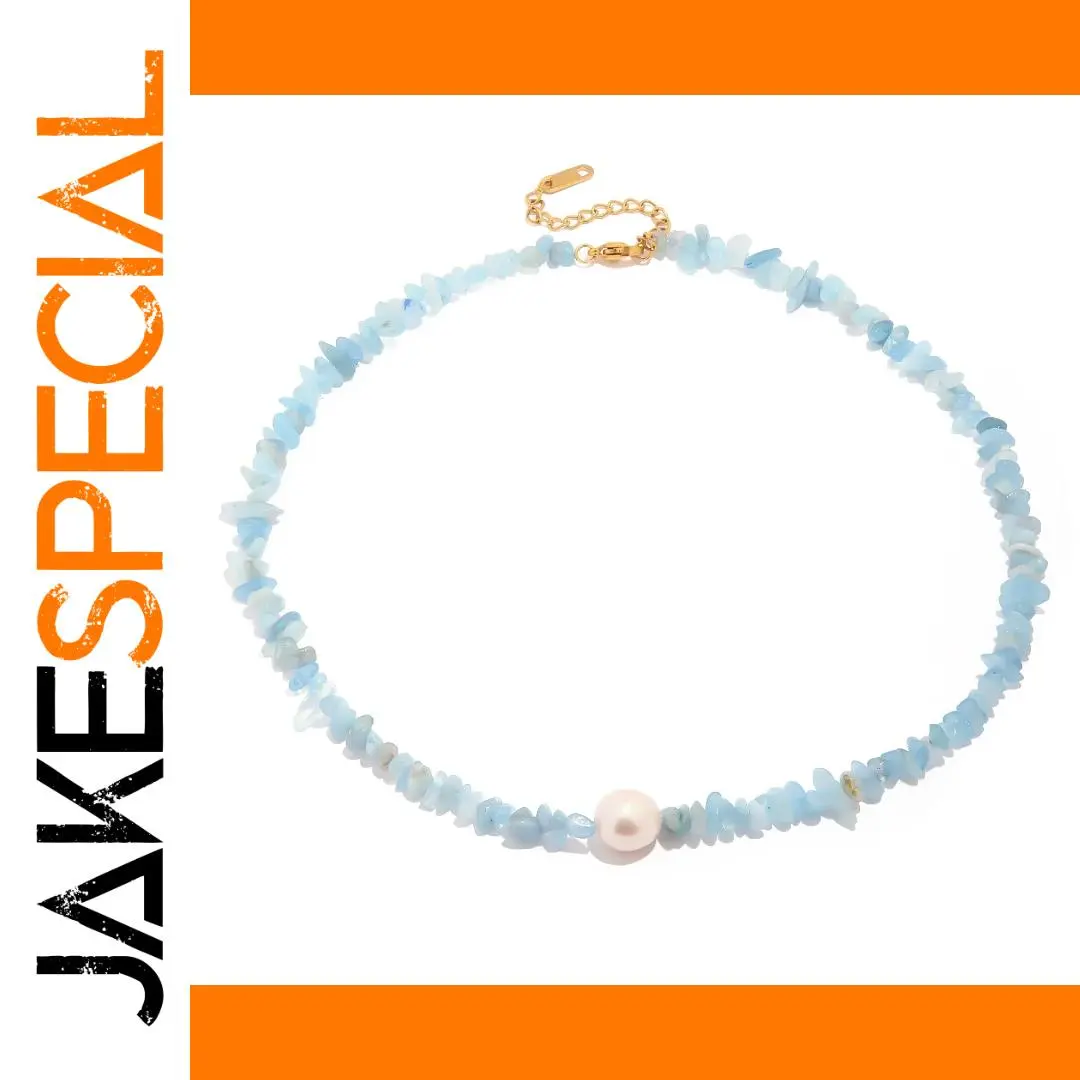 Ocean Blue Stone Pearl Necklace for Women 1 Ocean Blue Stone Pearl Necklace for Women