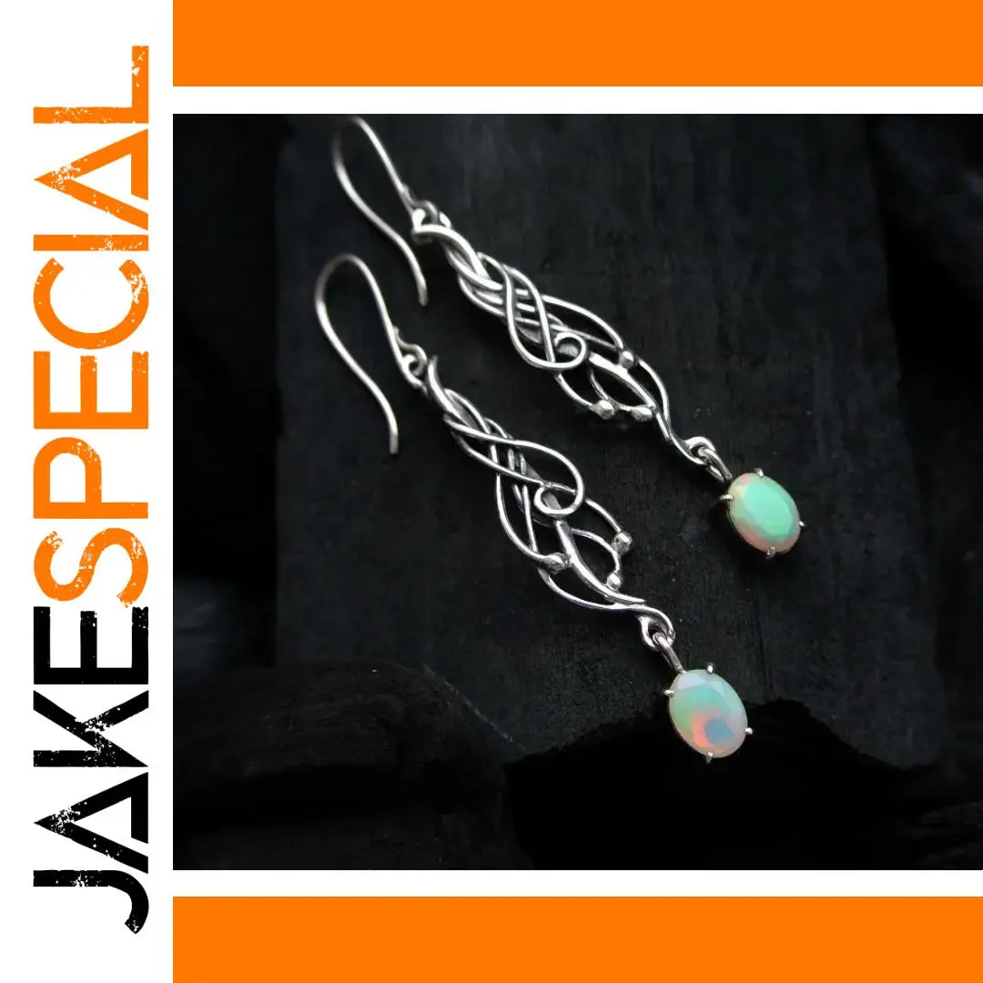 Vintage Silver Dangle Earrings with Green Stone 1 Vintage Silver Dangle Earrings with Green Stone