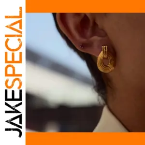 Stainless Steel Gold Water Drop Earrings