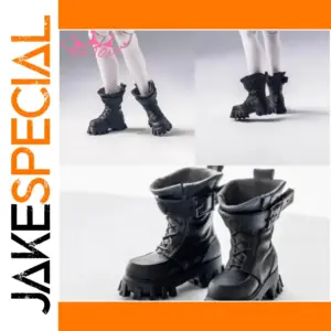 Black Combat Boots for 1/12 Scale Dolls