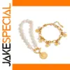 Vintage Stainless Steel Pearl and Gold Jewelry Set